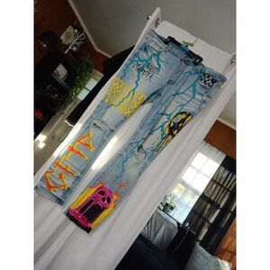 GFTD Jeans men's 42 distressed graffiti grunge